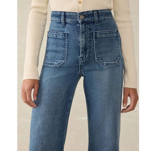 FAHERTY wide leg jean stretch terry patch pocket ankle pant  size 24 - Picture 8 of 13